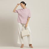 Cliff & Coast Set Of 2 - Kimono Sleeves Top & Pants - Pastel Pink & Ecru